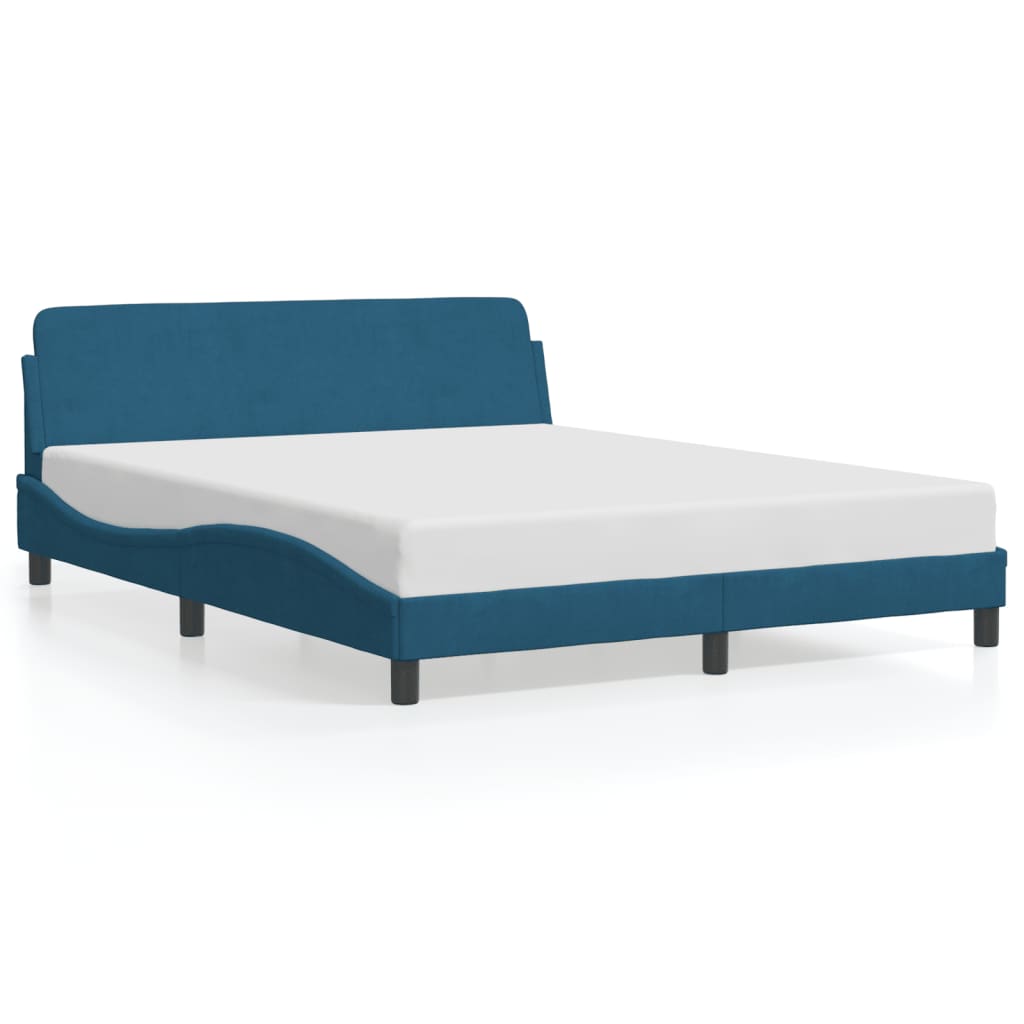 Bedframe met hoofdeinde "Dover" fluweel blauw 160x200 cm is nu te koop bij PeponiXL, paradijselijk wonen!