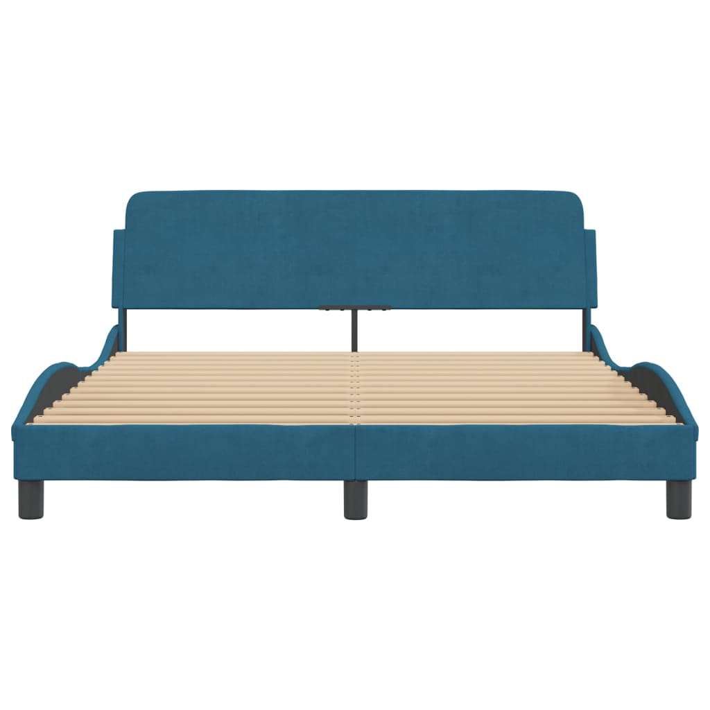 Bedframe met hoofdeinde "Dover" fluweel blauw 160x200 cm is nu te koop bij PeponiXL, paradijselijk wonen!