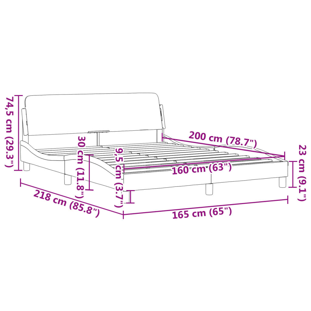 Bedframe "Dover" kunstleer grijs 160x200 cm is nu te koop bij PeponiXL, paradijselijk wonen!