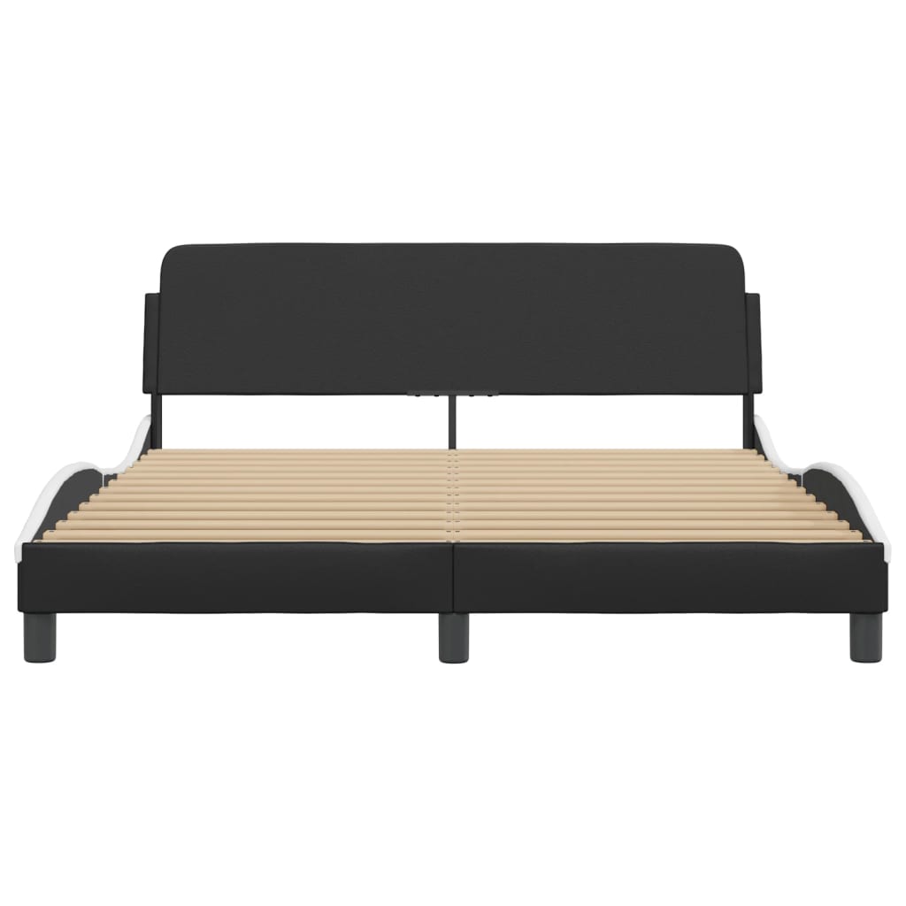 Bedframe "Dover" kunstleer zwart en wit 160x200 cm is nu te koop bij PeponiXL, paradijselijk wonen!