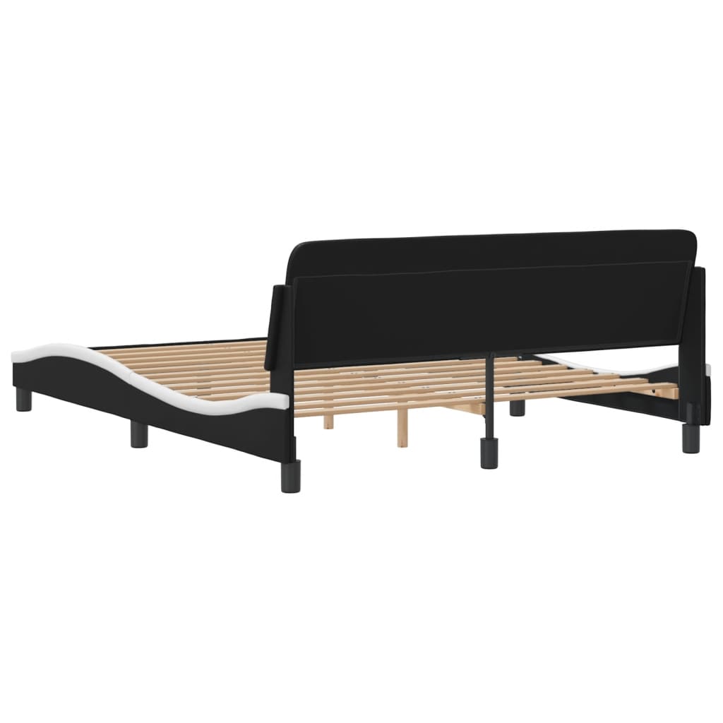 Bedframe "Dover" kunstleer zwart en wit 160x200 cm is nu te koop bij PeponiXL, paradijselijk wonen!