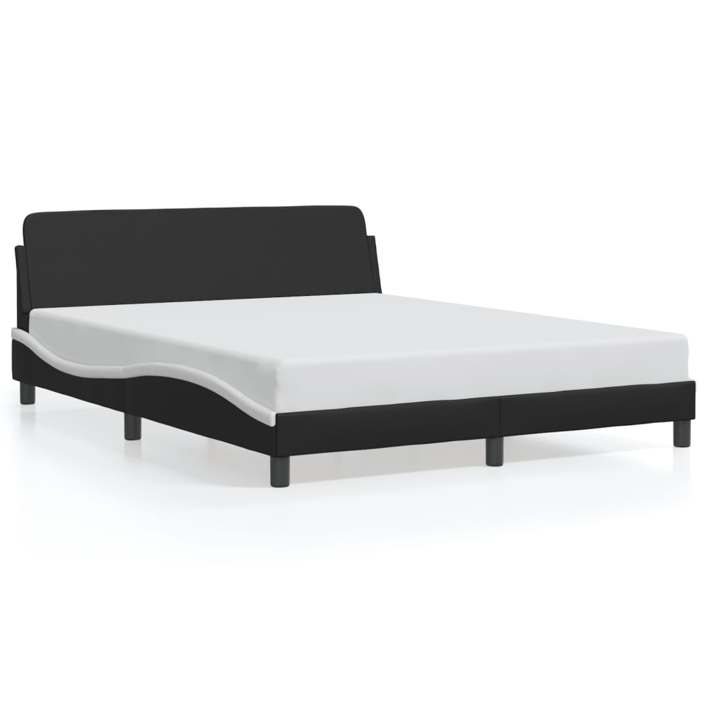 Bedframe "Dover" kunstleer zwart en wit 160x200 cm is nu te koop bij PeponiXL, paradijselijk wonen!