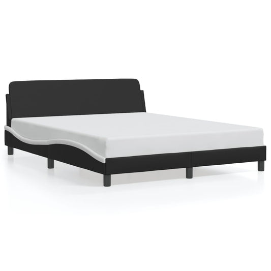 Bedframe "Dover" kunstleer zwart en wit 160x200 cm is nu te koop bij PeponiXL, paradijselijk wonen!
