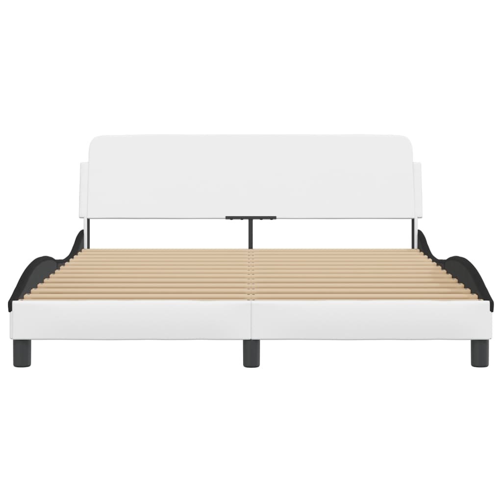 Bedframe "Dover" kunstleer zwart en wit 160x200 cm is nu te koop bij PeponiXL, paradijselijk wonen!