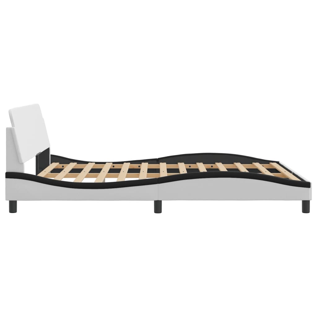 Bedframe "Dover" kunstleer zwart en wit 160x200 cm is nu te koop bij PeponiXL, paradijselijk wonen!