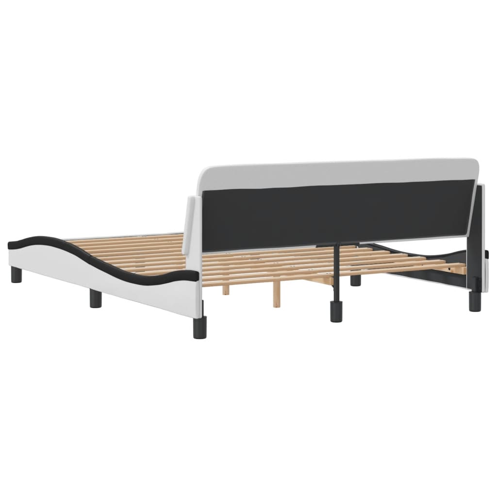 Bedframe "Dover" kunstleer zwart en wit 160x200 cm is nu te koop bij PeponiXL, paradijselijk wonen!