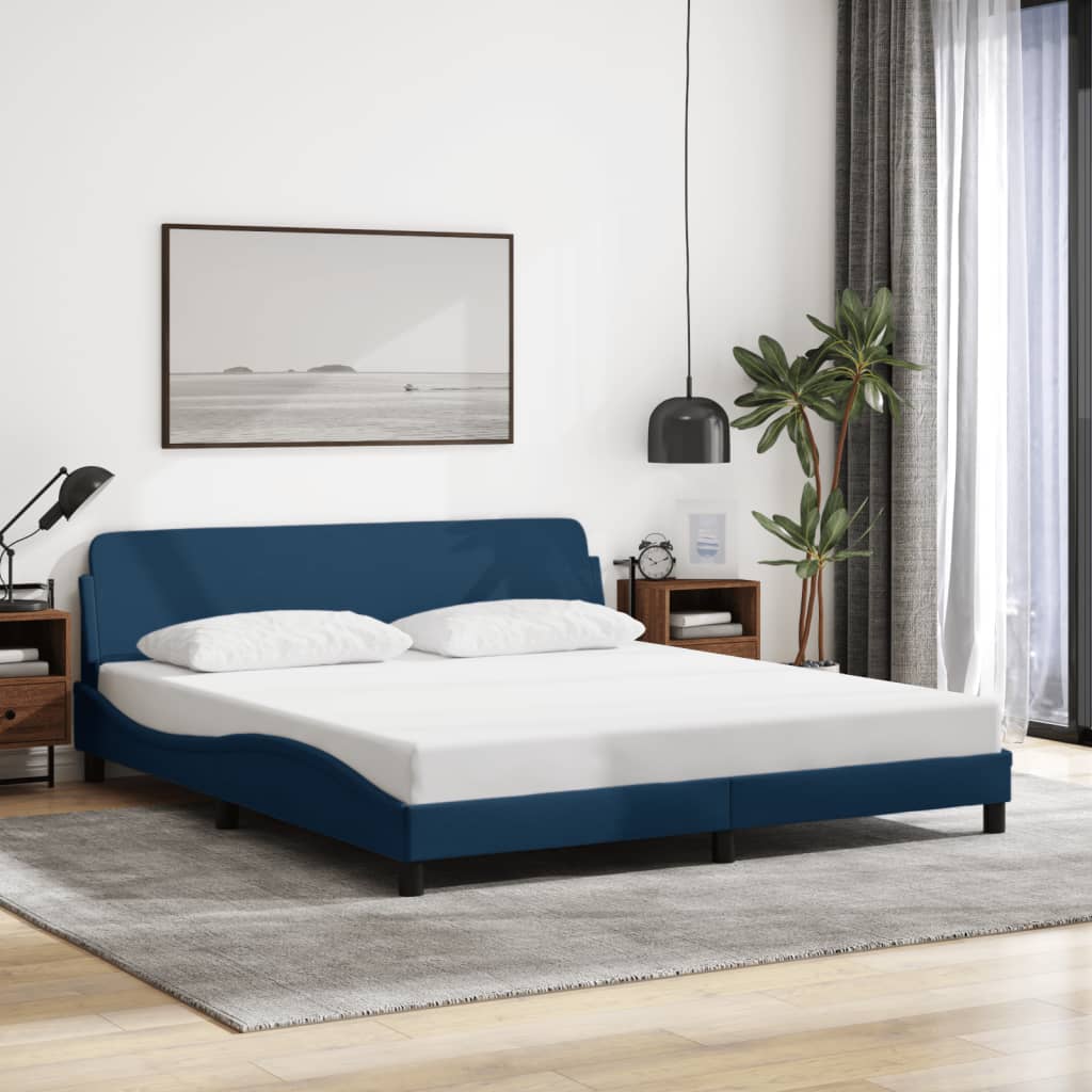 Bedframe met hoofdeinde "Dover" 180x200 cm stof blauw is nu te koop bij PeponiXL, paradijselijk wonen!