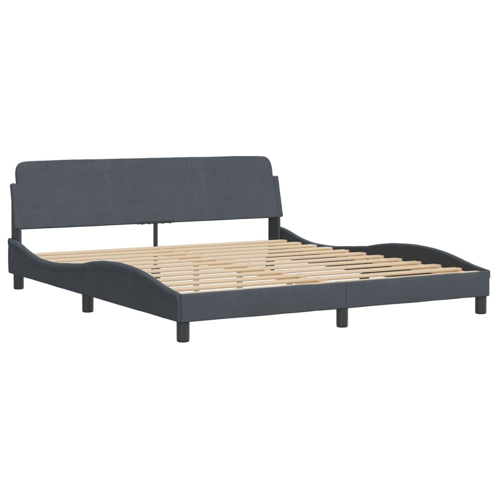 Bedframe "Dover" 180x200 cm fluweel donkergrijs is nu te koop bij PeponiXL, paradijselijk wonen!