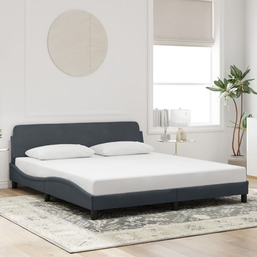 Bedframe "Dover" 180x200 cm fluweel donkergrijs is nu te koop bij PeponiXL, paradijselijk wonen!