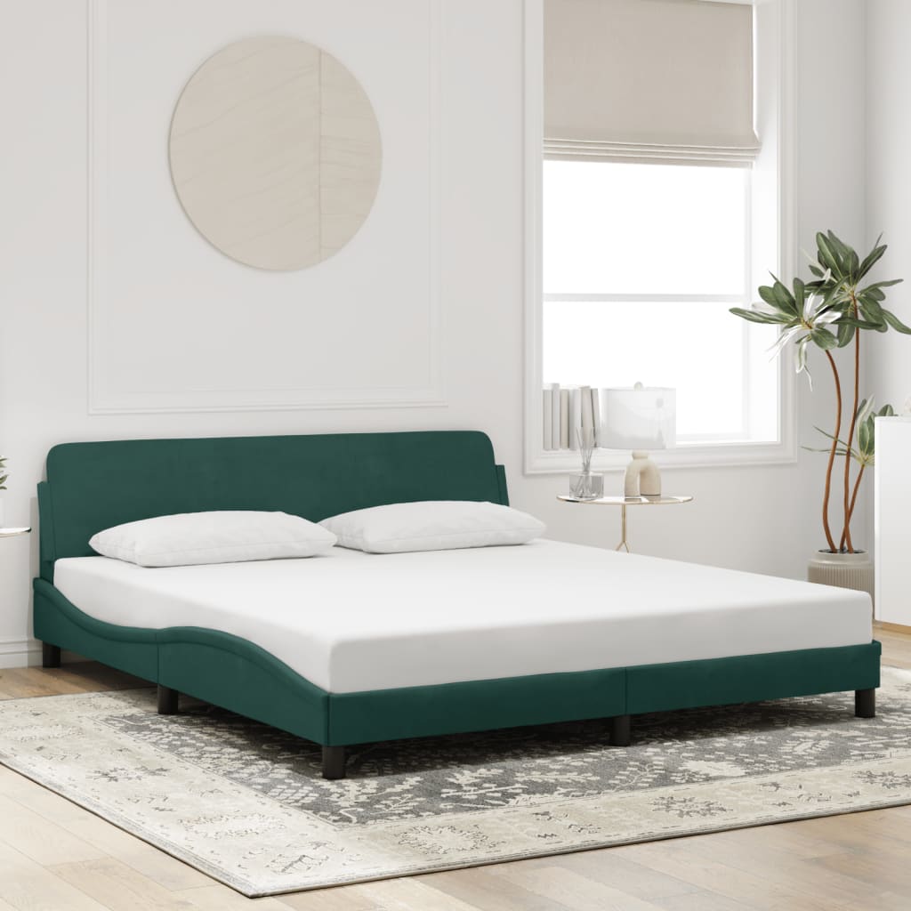 Bedframe "Dover" 180x200 cm fluweel donkergroen is nu te koop bij PeponiXL, paradijselijk wonen!