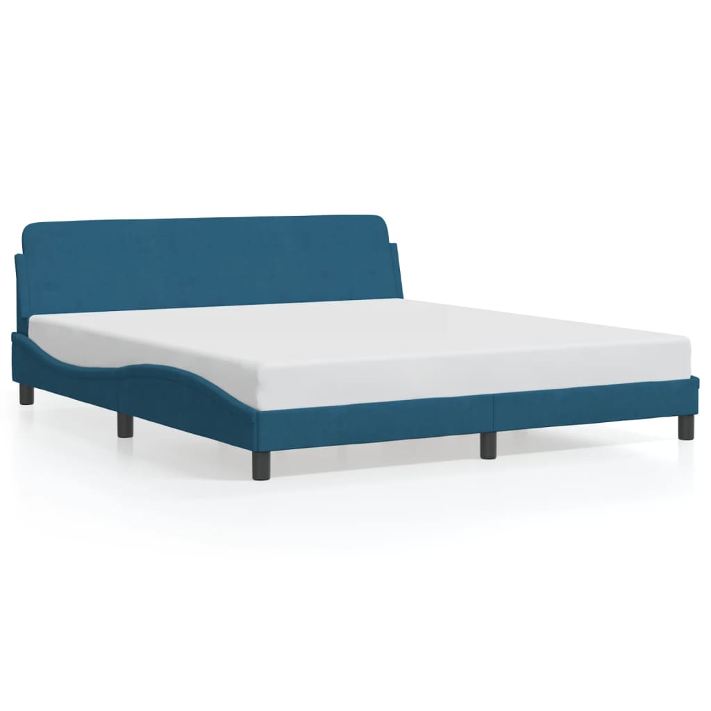 Bedframe met hoofdeinde "Dover" fluweel blauw 180x200 cm is nu te koop bij PeponiXL, paradijselijk wonen!