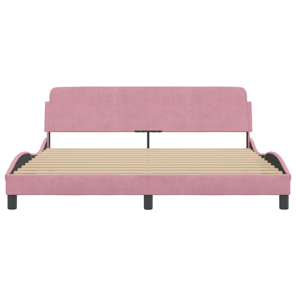 Bedframe met hoofdeinde "Dover" 180x200 cm fluweel roze is nu te koop bij PeponiXL, paradijselijk wonen!