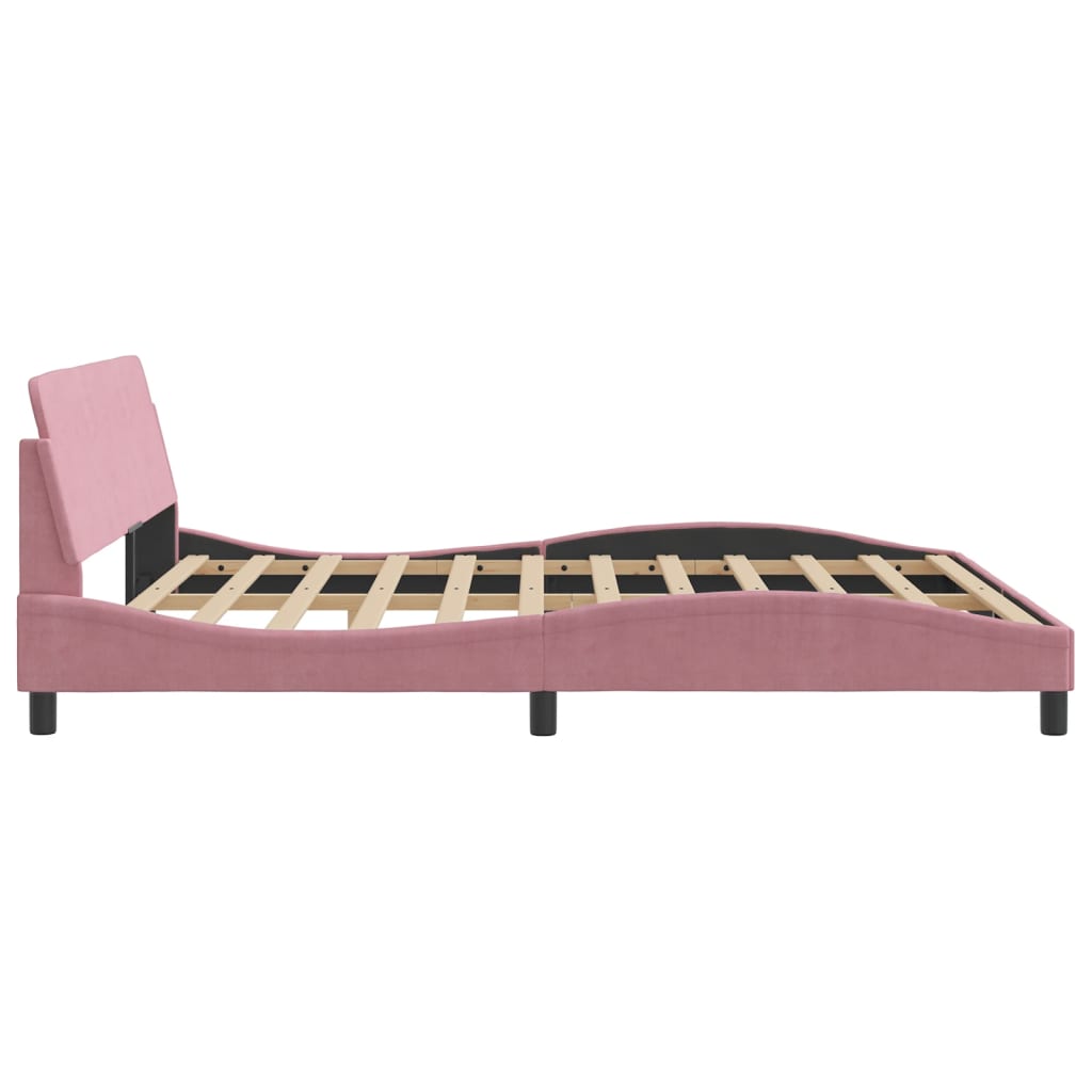 Bedframe met hoofdeinde "Dover" 180x200 cm fluweel roze is nu te koop bij PeponiXL, paradijselijk wonen!