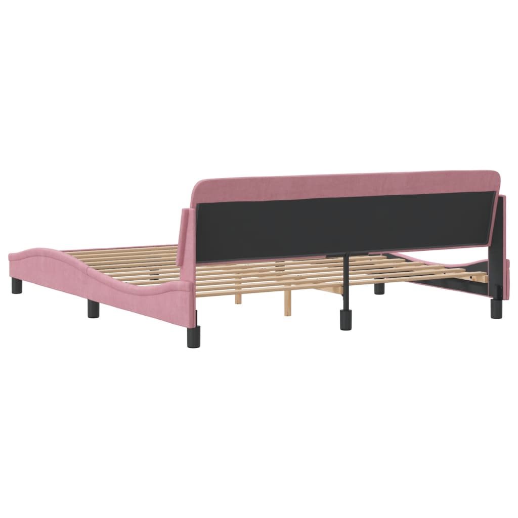 Bedframe met hoofdeinde "Dover" 180x200 cm fluweel roze is nu te koop bij PeponiXL, paradijselijk wonen!