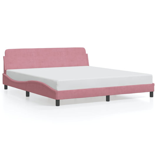 Bedframe met hoofdeinde "Dover" 180x200 cm fluweel roze is nu te koop bij PeponiXL, paradijselijk wonen!