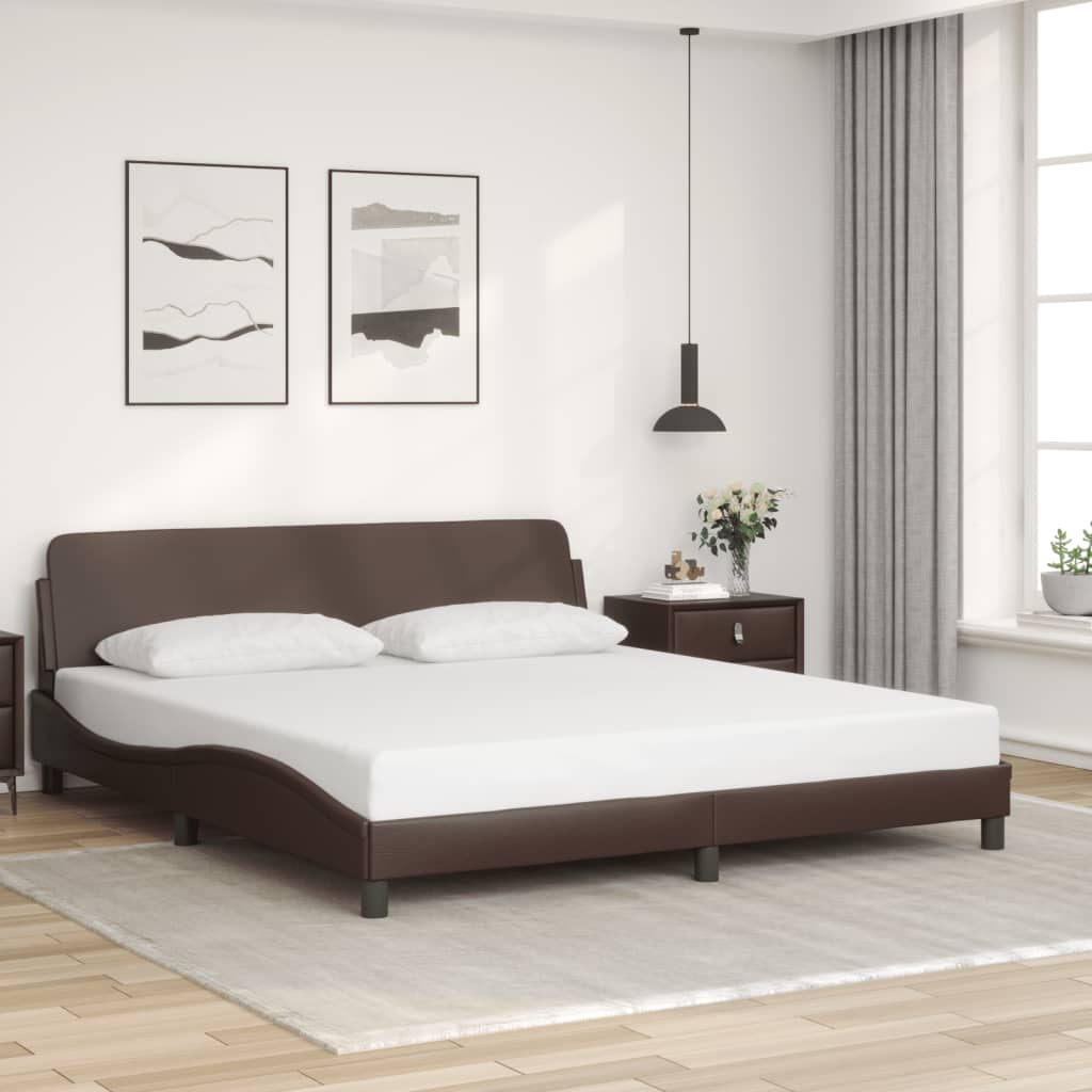 Bedframe "Dover" kunstleer bruin 180x200 cm is nu te koop bij PeponiXL, paradijselijk wonen!