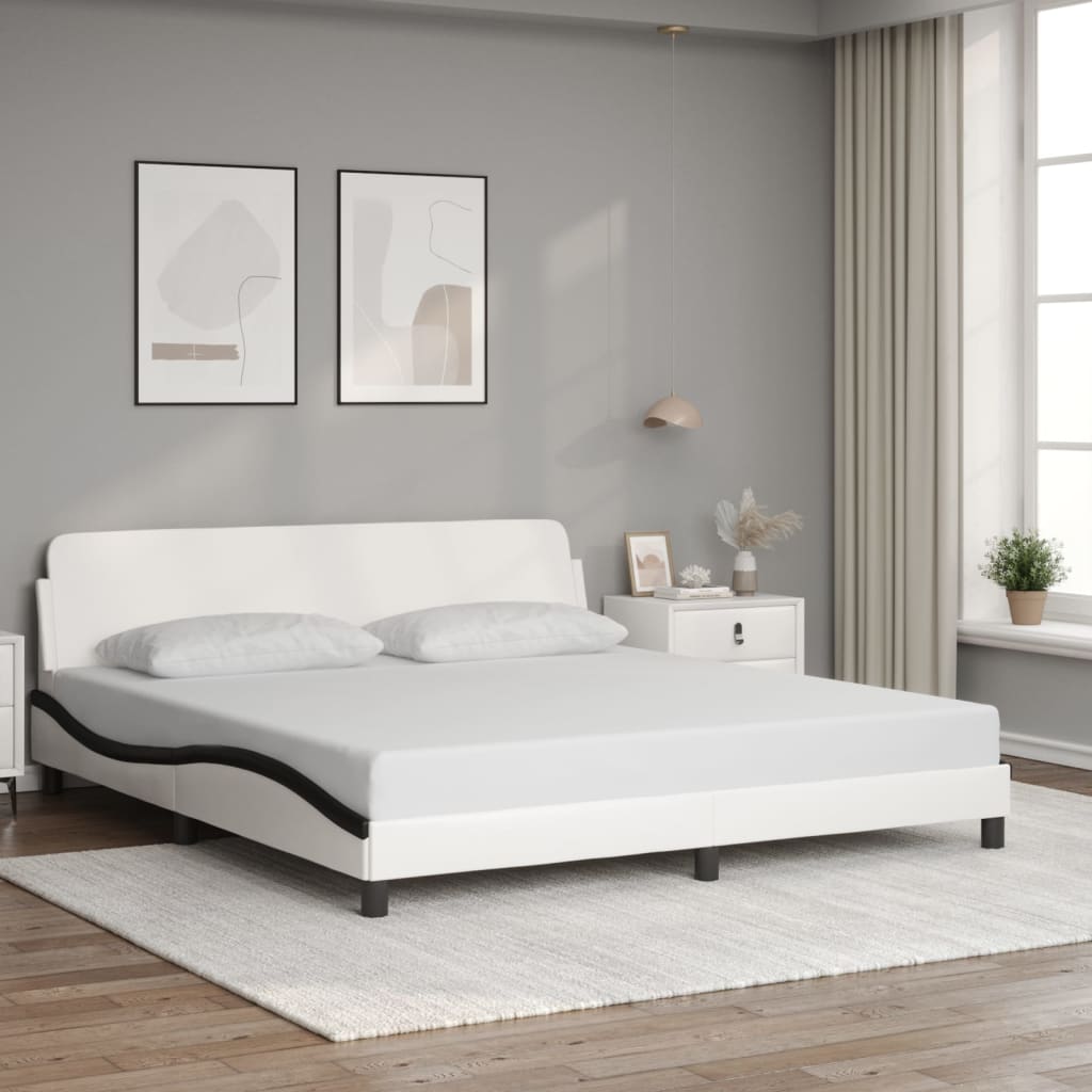 Bedframe "Dover" kunstleer wit en zwart 180x200 cm is nu te koop bij PeponiXL, paradijselijk wonen!