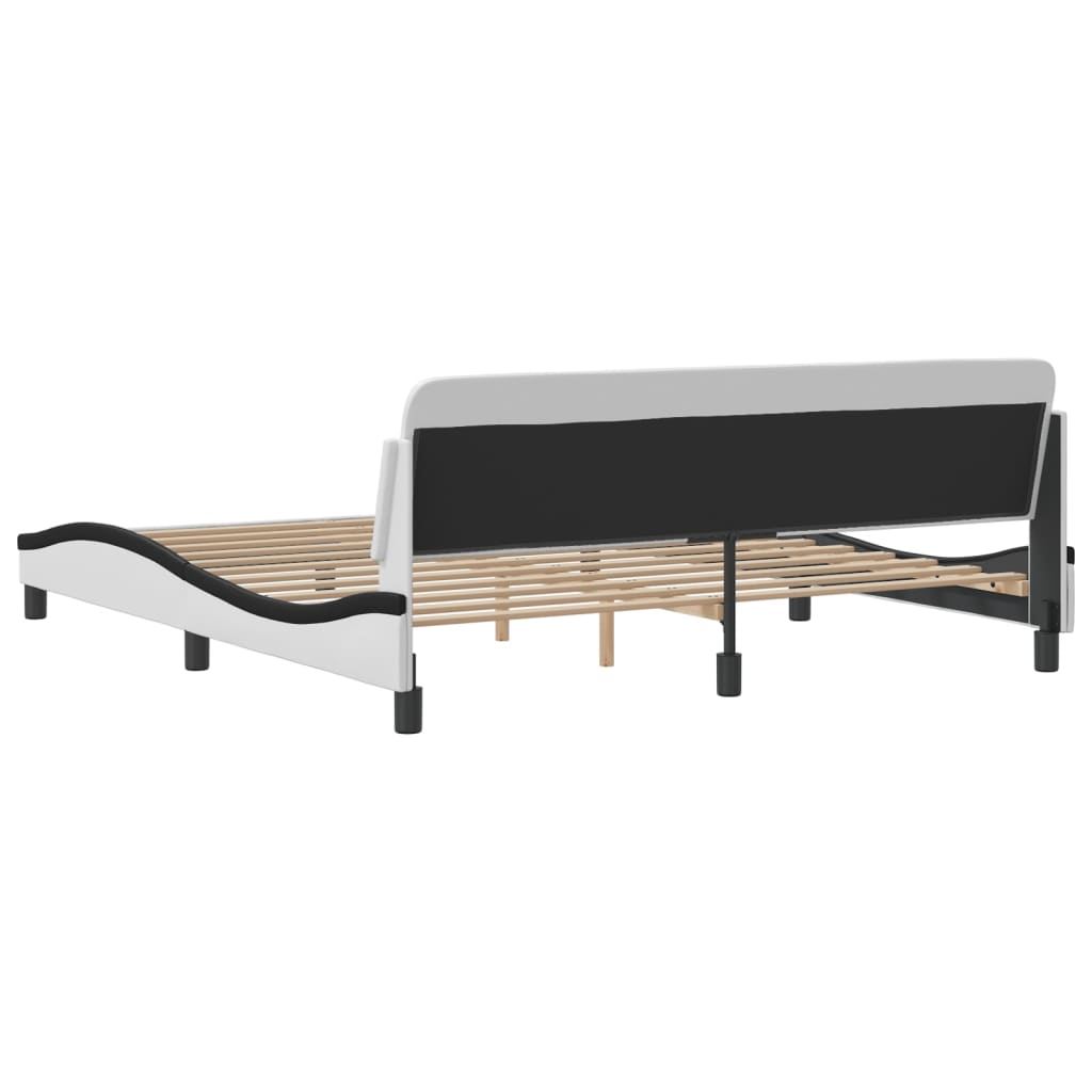 Bedframe "Dover" kunstleer wit en zwart 180x200 cm is nu te koop bij PeponiXL, paradijselijk wonen!