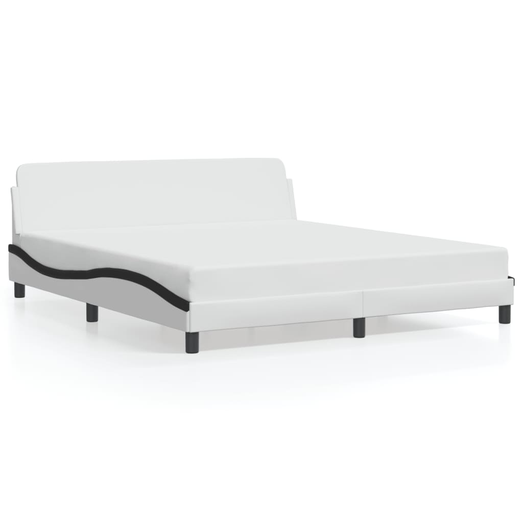 Bedframe "Dover" kunstleer wit en zwart 180x200 cm is nu te koop bij PeponiXL, paradijselijk wonen!