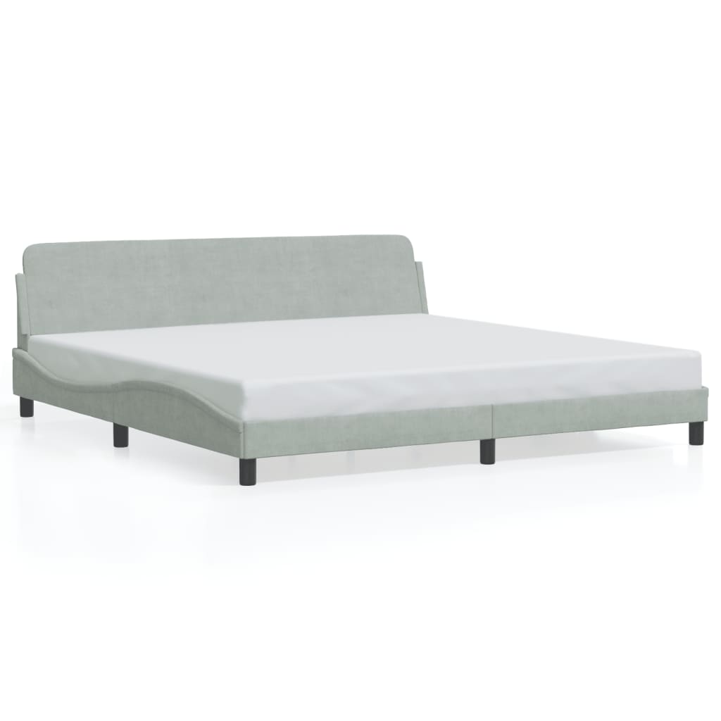 Bedframe "Dover" 200x200 cm fluweel lichtgrijs is nu te koop bij PeponiXL, paradijselijk wonen!