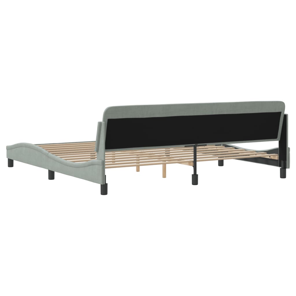 Bedframe "Dover" 200x200 cm fluweel lichtgrijs is nu te koop bij PeponiXL, paradijselijk wonen!