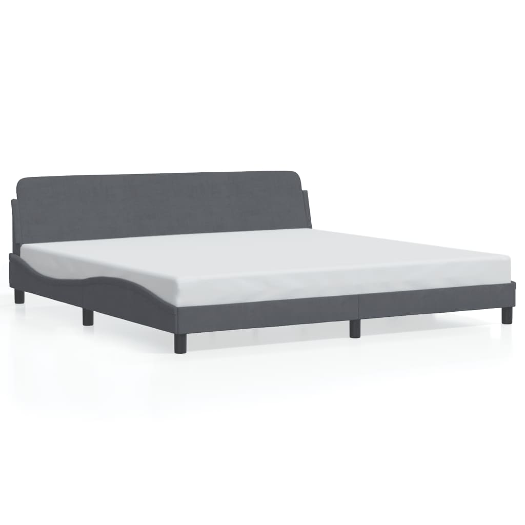 Bedframe "Dover" 200x200 cm fluweel donkergrijs is nu te koop bij PeponiXL, paradijselijk wonen!