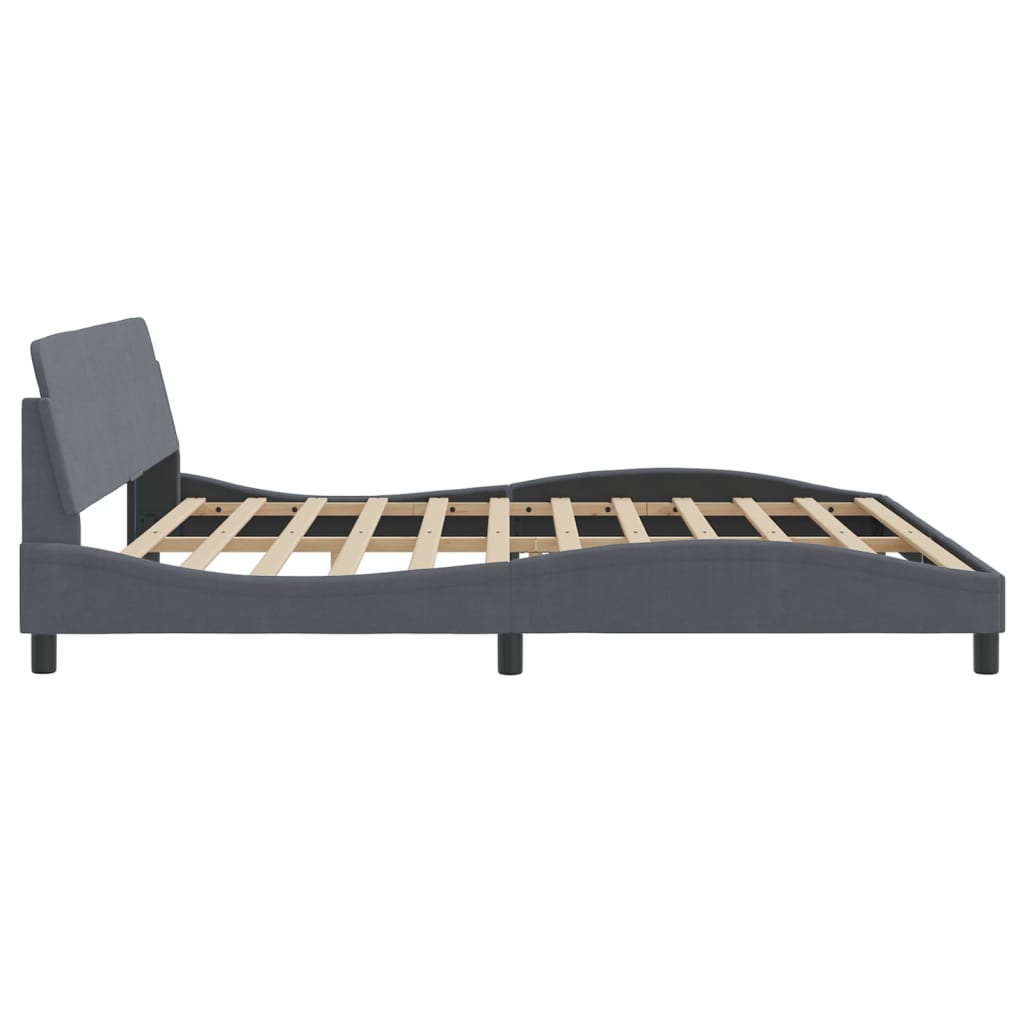 Bedframe "Dover" 200x200 cm fluweel donkergrijs is nu te koop bij PeponiXL, paradijselijk wonen!