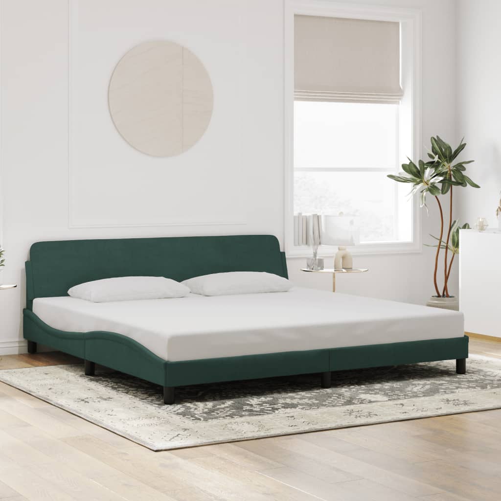 Bedframe "Dover" 200x200 cm fluweel donkergroen is nu te koop bij PeponiXL, paradijselijk wonen!