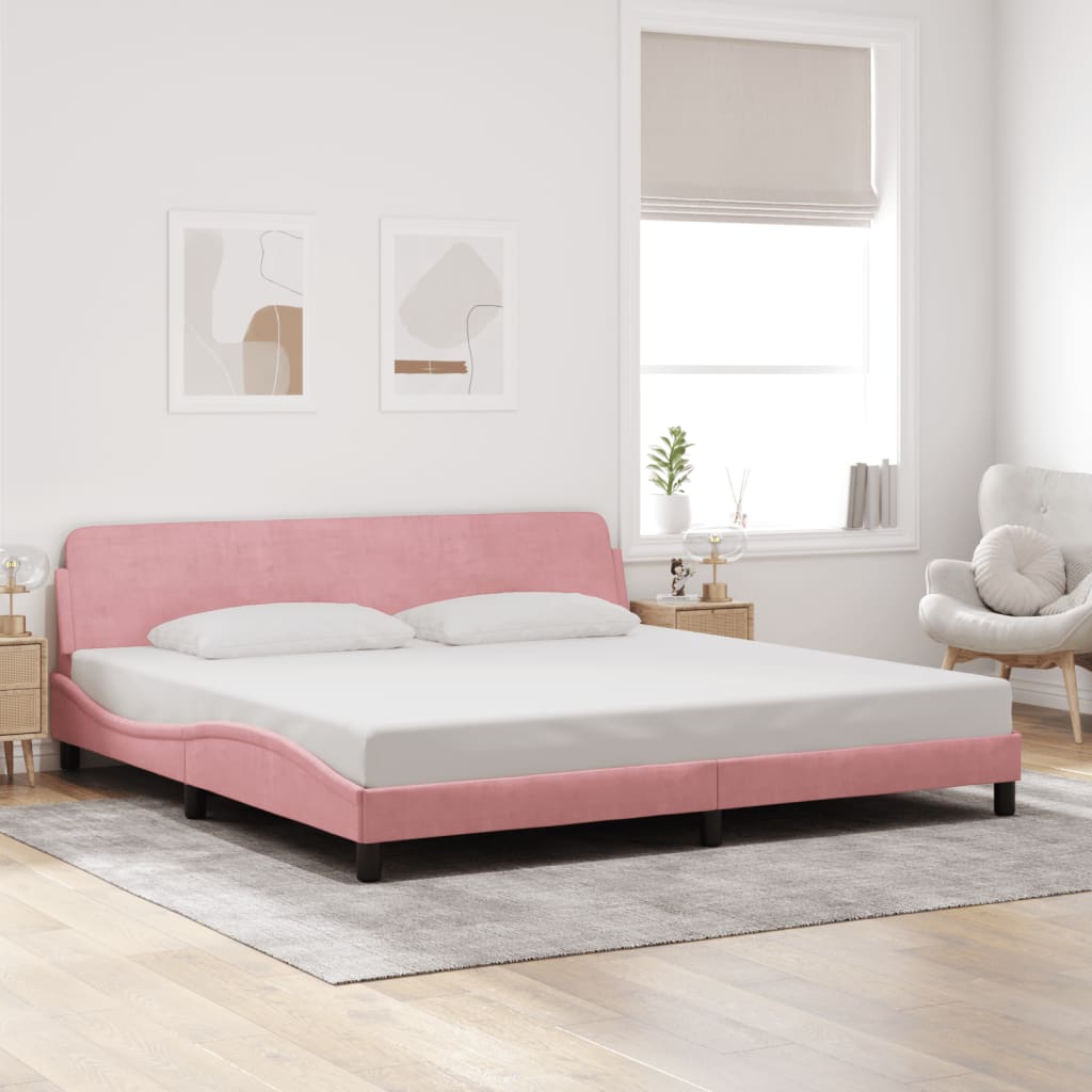 Bedframe "Dover" fluweel roze 200x200 cm is nu te koop bij PeponiXL, paradijselijk wonen!
