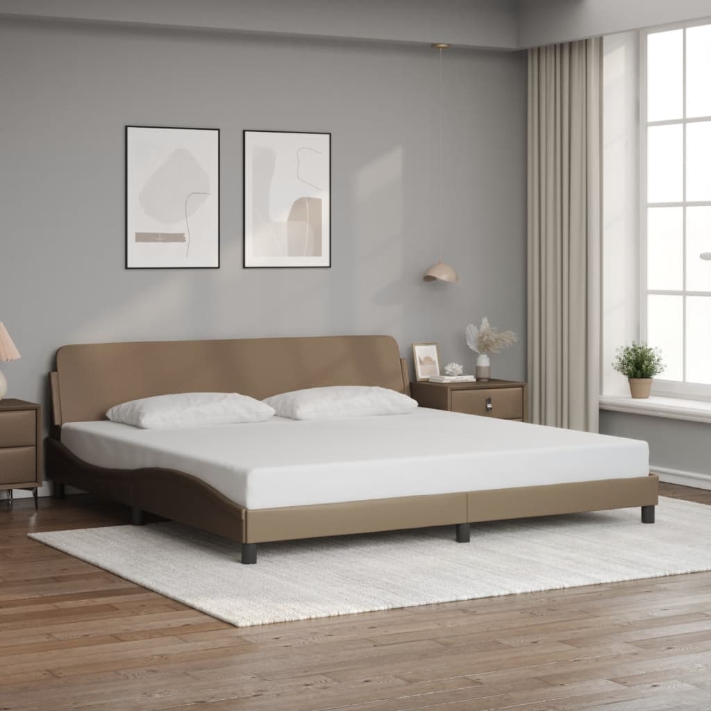 Bedframe "Dover" kunstleer cappuccinokleurig 200x200 cm is nu te koop bij PeponiXL, paradijselijk wonen!