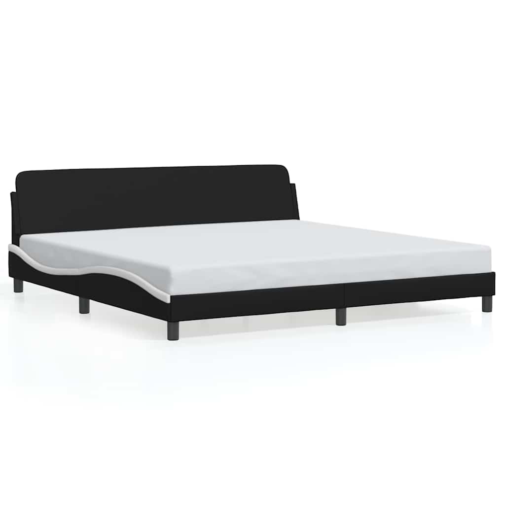 Bedframe "Dover" kunstleer zwart en wit 200x200 cm is nu te koop bij PeponiXL, paradijselijk wonen!