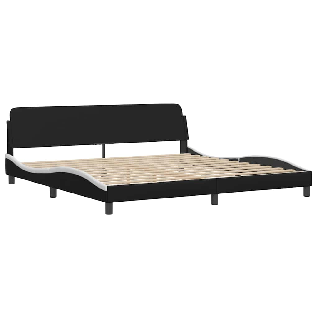 Bedframe "Dover" kunstleer zwart en wit 200x200 cm is nu te koop bij PeponiXL, paradijselijk wonen!