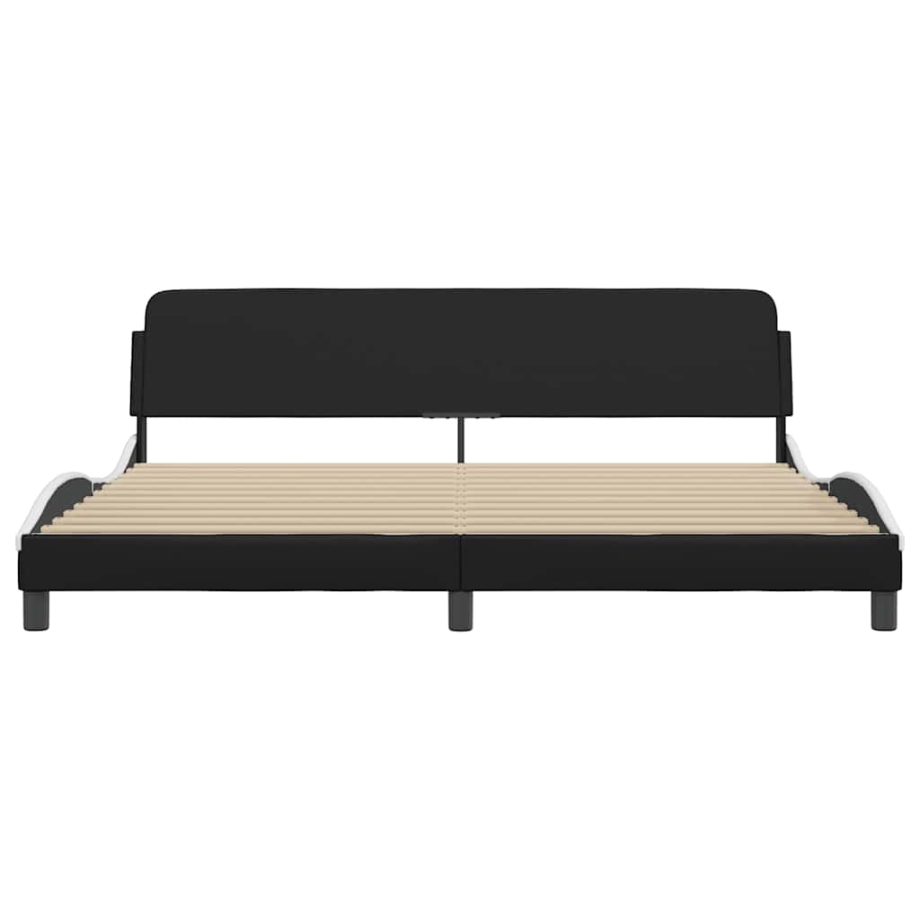 Bedframe "Dover" kunstleer zwart en wit 200x200 cm is nu te koop bij PeponiXL, paradijselijk wonen!