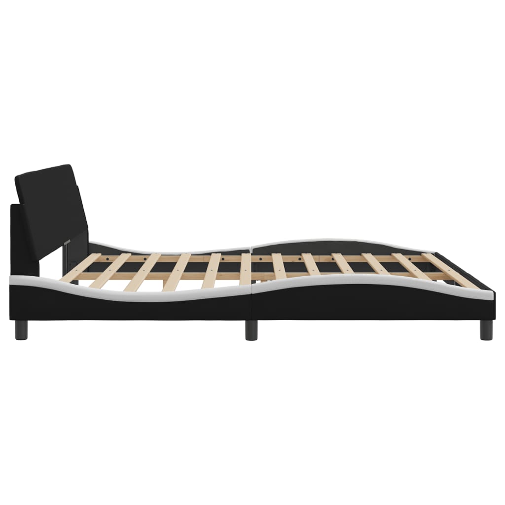 Bedframe "Dover" kunstleer zwart en wit 200x200 cm is nu te koop bij PeponiXL, paradijselijk wonen!