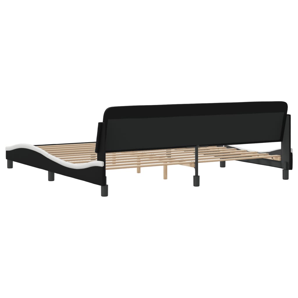 Bedframe "Dover" kunstleer zwart en wit 200x200 cm is nu te koop bij PeponiXL, paradijselijk wonen!