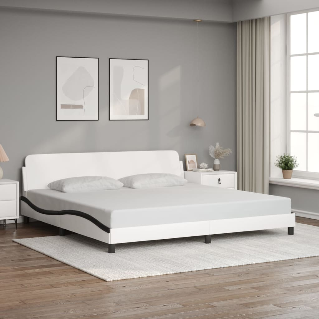 Bedframe "Dover" kunstleer wit en zwart 200x200 cm is nu te koop bij PeponiXL, paradijselijk wonen!