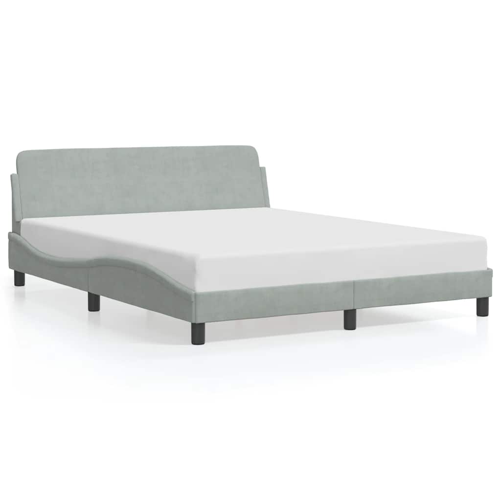 Bedframe "Dover" fluweel lichtgrijs 152x203 cm