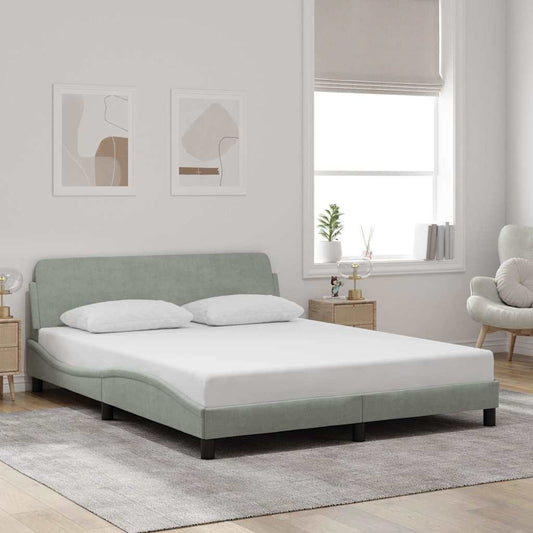 Bedframe "Dover" fluweel lichtgrijs 152x203 cm is nu te koop bij PeponiXL, paradijselijk wonen!