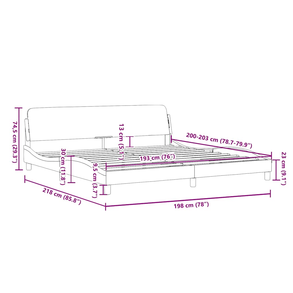 Bedframe "Dover" stof donkergrijs 193x203 cm