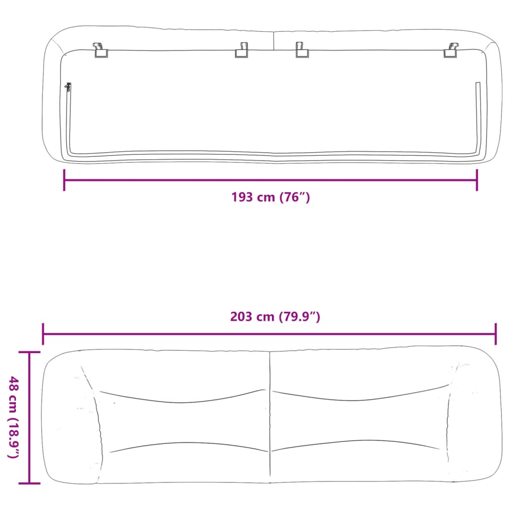 Hoofdbordkussen "Hvar" 193 cm kunstleer wit is nu te koop bij PeponiXL, paradijselijk wonen!