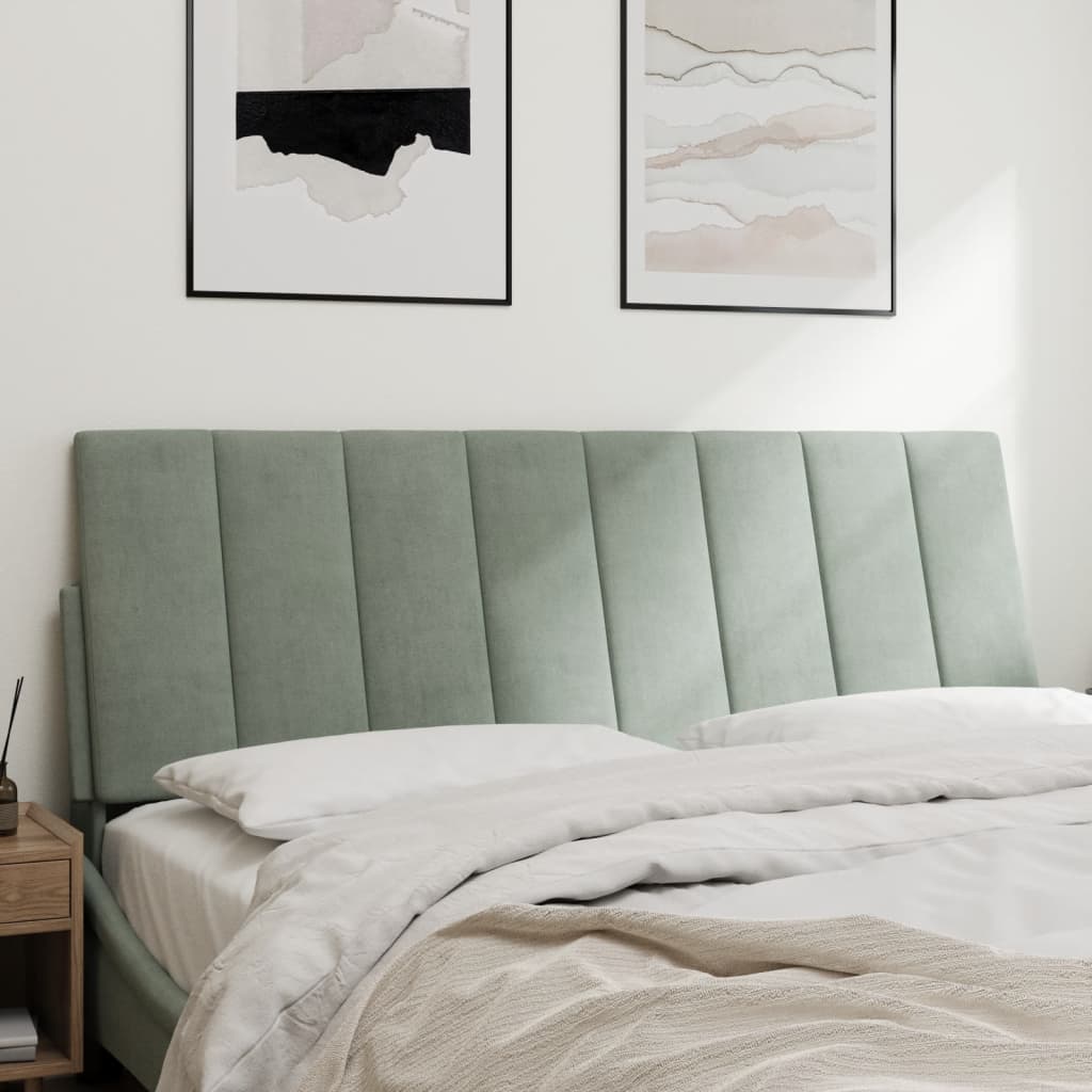 Hoofdbordkussen "Hanko" 120 cm fluweel lichtgrijs is nu te koop bij PeponiXL, paradijselijk wonen!