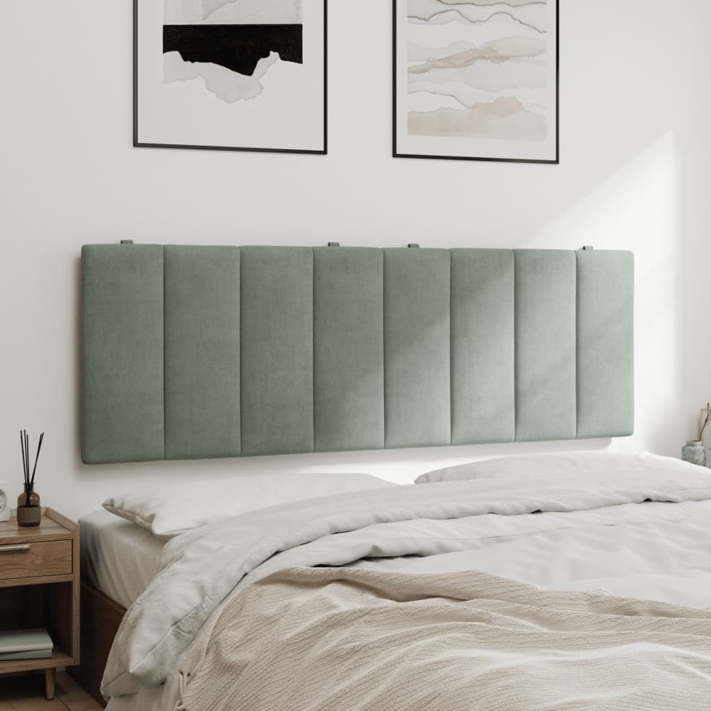 Hoofdbordkussen "Hanko" 120 cm fluweel lichtgrijs is nu te koop bij PeponiXL, paradijselijk wonen!