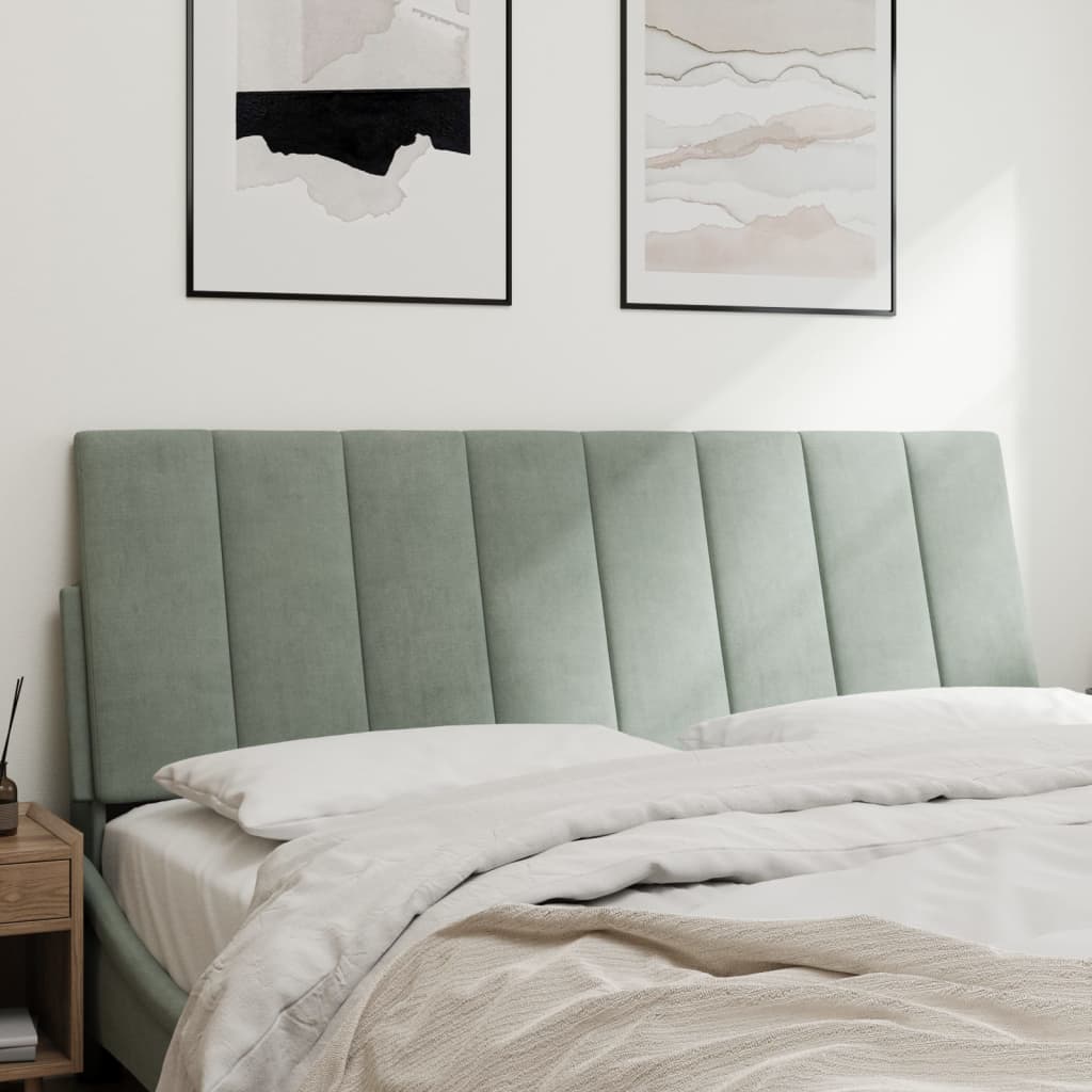Hoofdbordkussen "Hanko" 140 cm velvet lichtgrijs is nu te koop bij PeponiXL, paradijselijk wonen!