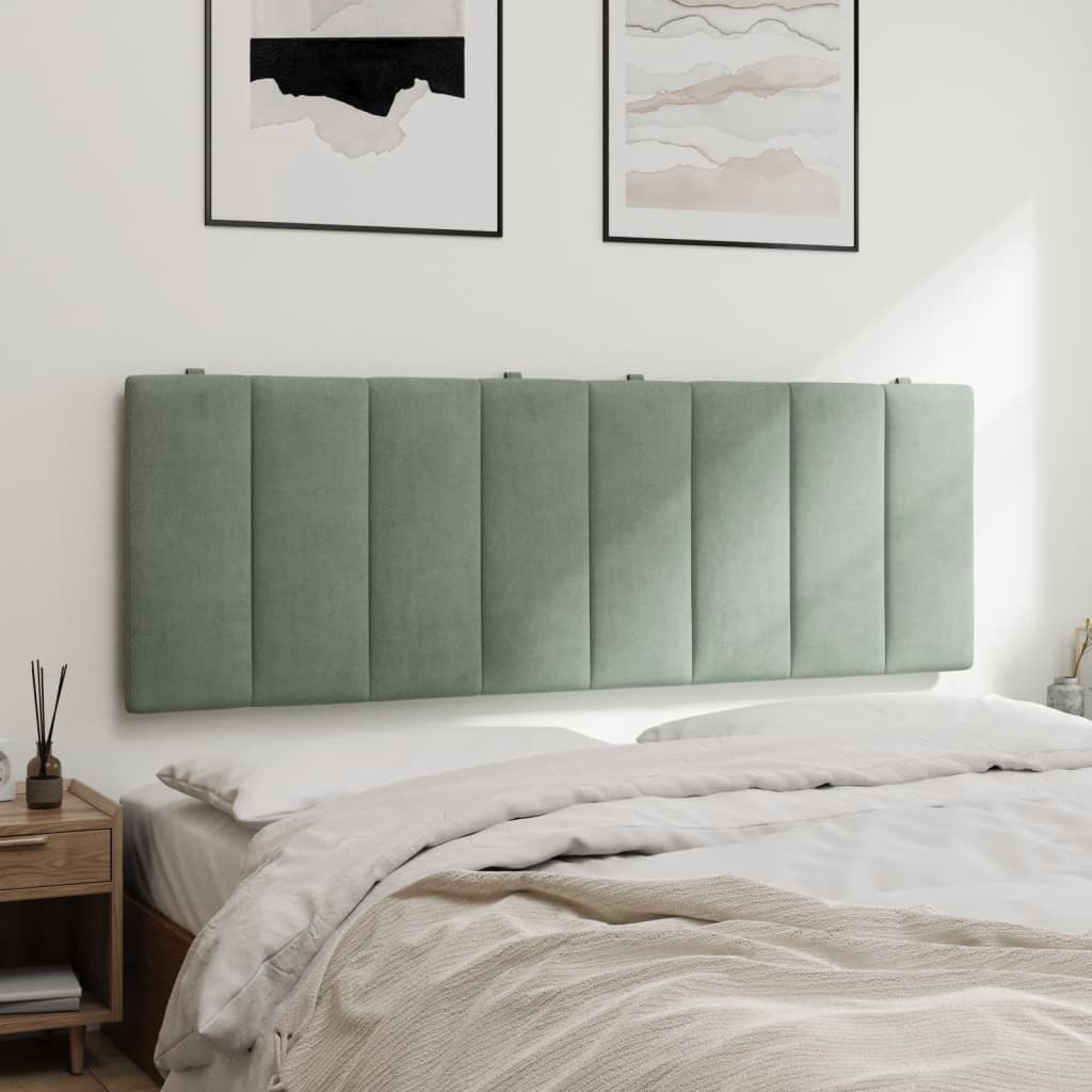 Hoofdbordkussen "Hanko" 140 cm velvet lichtgrijs is nu te koop bij PeponiXL, paradijselijk wonen!