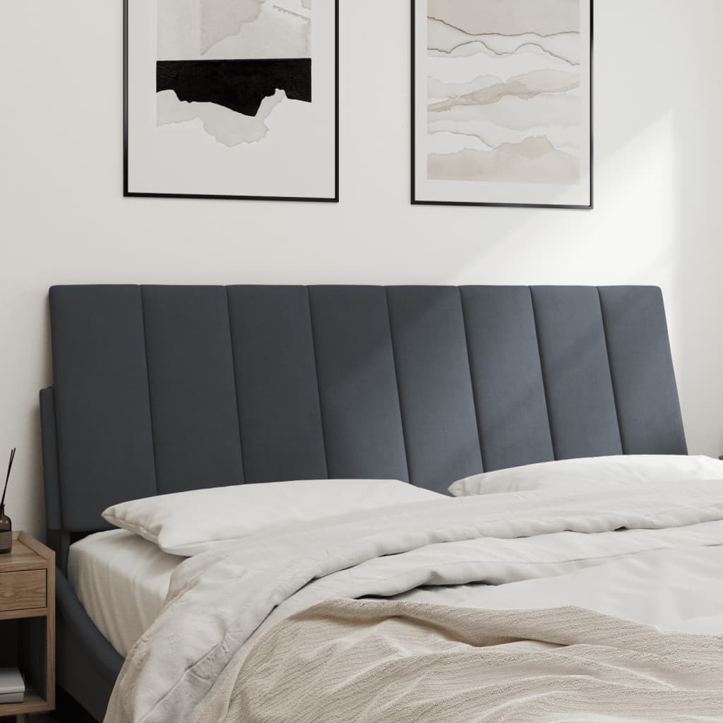 Hoofdbordkussen "Hanko" 140 cm fluweel donkergrijs is nu te koop bij PeponiXL, paradijselijk wonen!
