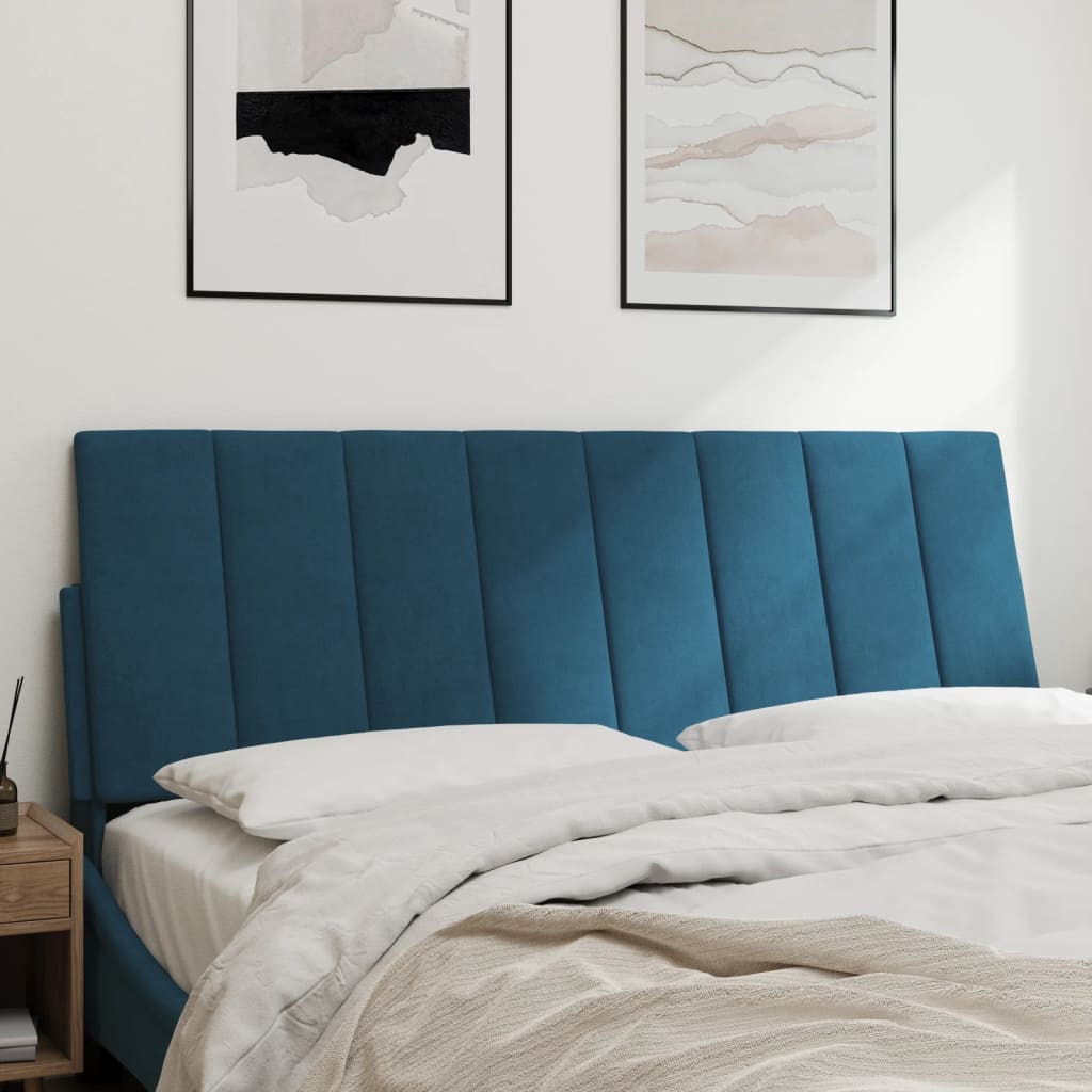 Hoofdbordkussen "Hanko" 140 cm fluweel blauw is nu te koop bij PeponiXL, paradijselijk wonen!