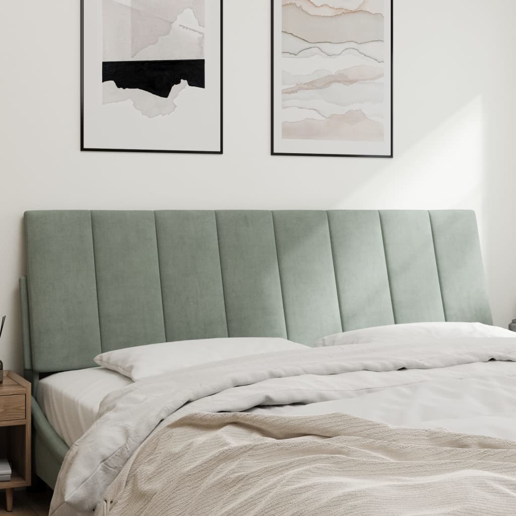Hoofdbordkussen "Hanko" 160 cm fluweel lichtgrijs is nu te koop bij PeponiXL, paradijselijk wonen!