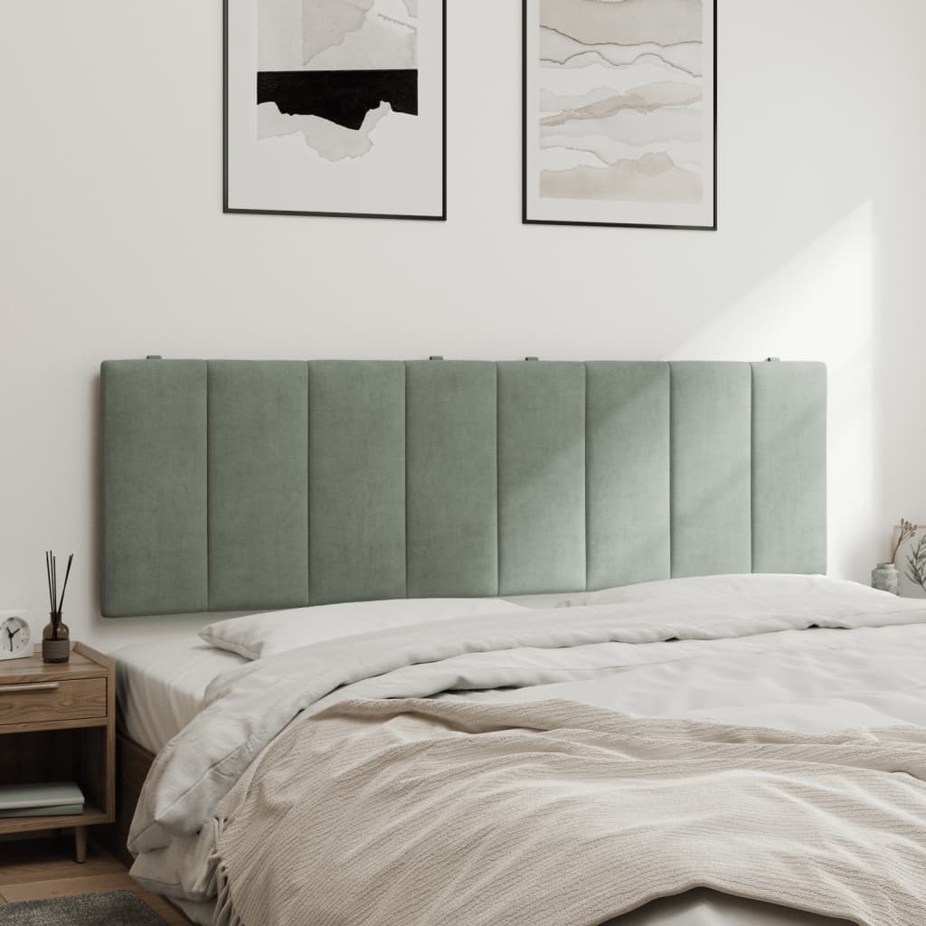 Hoofdbordkussen "Hanko" 160 cm fluweel lichtgrijs is nu te koop bij PeponiXL, paradijselijk wonen!