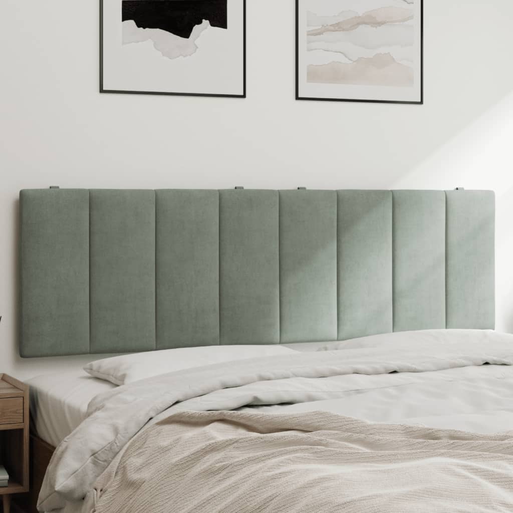 Hoofdbordkussen "Hanko" 160 cm fluweel lichtgrijs is nu te koop bij PeponiXL, paradijselijk wonen!