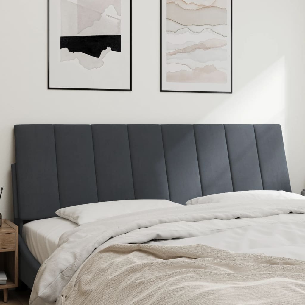 Hoofdbordkussen "Hanko" 160 cm fluweel donkergrijs is nu te koop bij PeponiXL, paradijselijk wonen!